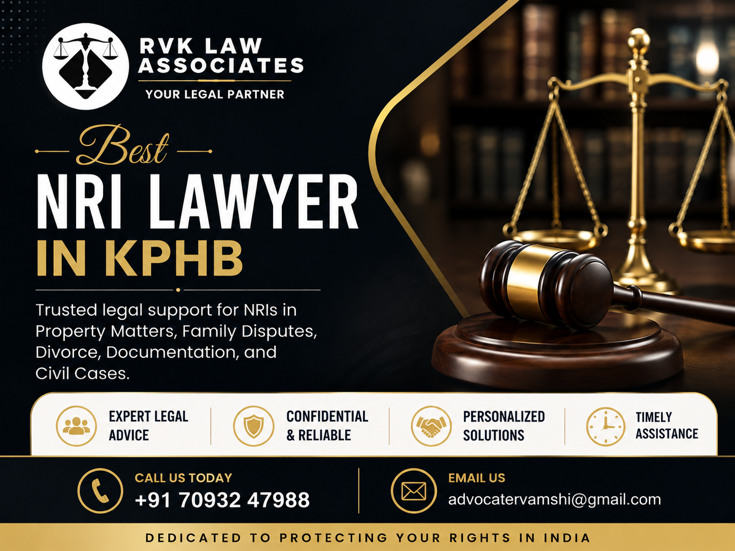 Alt text: RVK Law Associates – Best NRI Lawyer in KPHB providing trusted legal services for property, family, divorce, documentation, and civil matters.