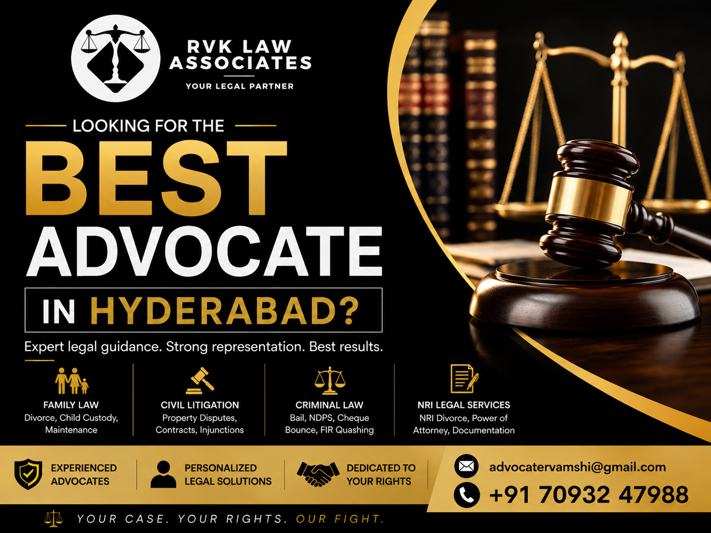 At RVK Law Associates, we provide professional legal guidance and representation for individuals and families dealing with different types of legal matters in Hyderabad